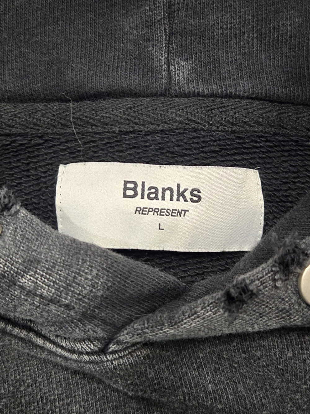 Blanks Represent Thrills Black Acid Wash Hoodie Size L Distressed Streetwear. - Picture 2 of 7
